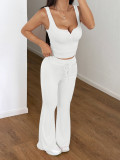 Solid Color Sport Vest Two Piece Pants Set GZYU-D2419012