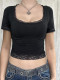 Lace U Neck Solid Color T Shirts GZYU-K2512022
