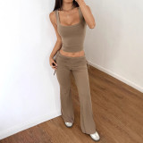 Solid Color Sport Tank Tops Two Piece Pants Set GZYU-D2419020