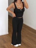 Solid Color Sport Vest Two Piece Pants Set GZYU-D2419012