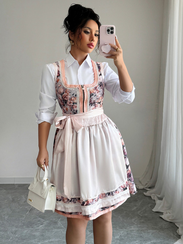 Fashion Print Sleeveless Corseted Midi Dress GZEY-ZK2413423