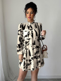 Long Sleeve Print Loose Casual Dress GZEY-D2333035
