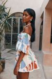 Off Shoulder Print Mini Dress GSNU-8051