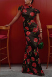 Sleeveless Print Slim Cheongsam Dress GSNU-8069