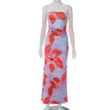 Floral Print Tube Top Pleated Maxi Dress GSZM-D25DS214