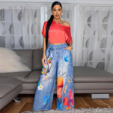 Fashion Print Wide Leg Pants YF-10833