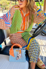 Fashion Print Loose Shirt Two Piece Pants Set GSNU-3029