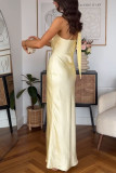 Slash Shoulder Tie Up Solid Color Maxi Dress GSNU-8148