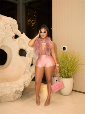 Fashion Sexy Top Tight Shorts Suit YWXS-K25L119
