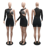 Sexy Hot Drill Irregular Mesh Dress Three Piece Set CYA-901852
