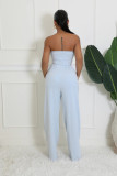 Solid Color Wrap Chest Loose Two Piece Pants Set XHXF-8719