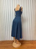 Sexy Sling Denim Maxi Dress GADE-6601
