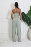 Solid Color Wrap Chest Loose Two Piece Pants Set XHXF-8719