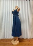 Sexy Sling Denim Maxi Dress GADE-6601