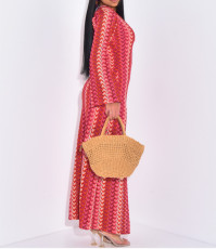Knits Print Beach Long Sleeve Maxi Dress LS-0419