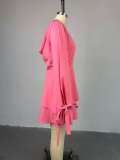 Solod Color Long Sleeve Two Piece Skirt Set GMSF-SU9166