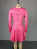 Square Neck Bow Long Sleeve Irregular Mini Dress GMSF-SU72255