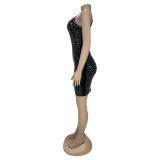 Hot Drill Sleeveless Sling Mini Dress BY-7400