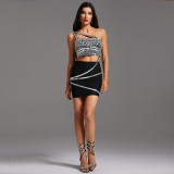 Hot Drill Sling Wrap Chest Skirt Two Piece Set BY-7319