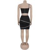 Hot Drill Sling Wrap Chest Skirt Two Piece Set BY-7319