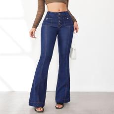 Vintage Patchwork Denim Flared Jeans GMYT-13366