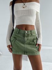 Solid Color Slim Denim Half Body Skirts GMYT-320
