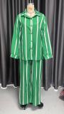 Stripe Long Sleeve Shirt Two Piece Pants Set GMYT-250122