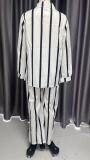 Stripe Long Sleeve Shirt Two Piece Pants Set GMYT-250122