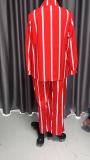 Stripe Long Sleeve Shirt Two Piece Pants Set GMYT-250122