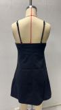 Sexy Halter Adjustable Denim Mini Dress GMYT-13575