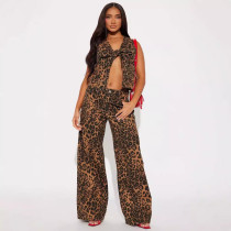 Leopard Print High Waisted Loose Straight Jeans GMYT-0906