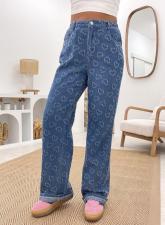 Love Crochet Washed Straight Leg Jeans GMYT-13037