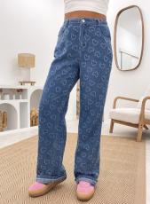 Love Crochet Washed Straight Leg Jeans GMYT-13037