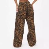 Leopard Print High Waisted Loose Straight Jeans GMYT-0906