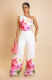 Plus Size Slash Shoulder Sleeveless Loose Two Piece Pants Set NY-11077