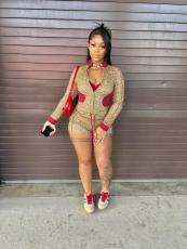 Long Sleeve Leopard Print 2 Piece Shorts Set MEM-88651