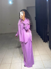 Solid Color Loose Long Sleeve Shirt Pants Suit GMSF-9259