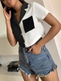 Black White Contrast Color Shirt GDNY-041