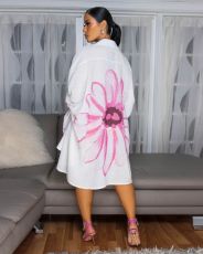 Plus Size Print Short Sleeve Loose Dress NY-3602