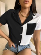 Black White Contrast Color Shirt GDNY-041