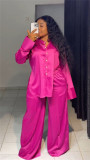 Solid Color Loose Long Sleeve Shirt Pants Suit GMSF-9259