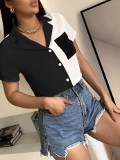 Black White Contrast Color Shirt GDNY-041