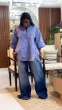 Stripe Long Sleeve Loose Shirt GCNE-72423