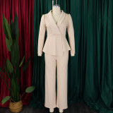 Plus Size Solid Color Long Sleeve Two Piece Pants Set GATE-D549