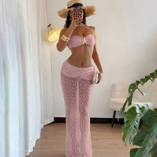 Sexy Lace Wrap Chest Two Piece Skirts Set XEF-K25S70537