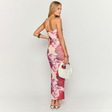 Sexy Wrap Chest Print Slim Maxi Dress GDSF-D25DS214
