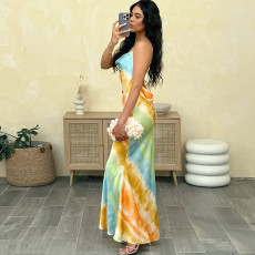 Sexy Print Sling Backless Maxi Dress GZJQ-K25D72989