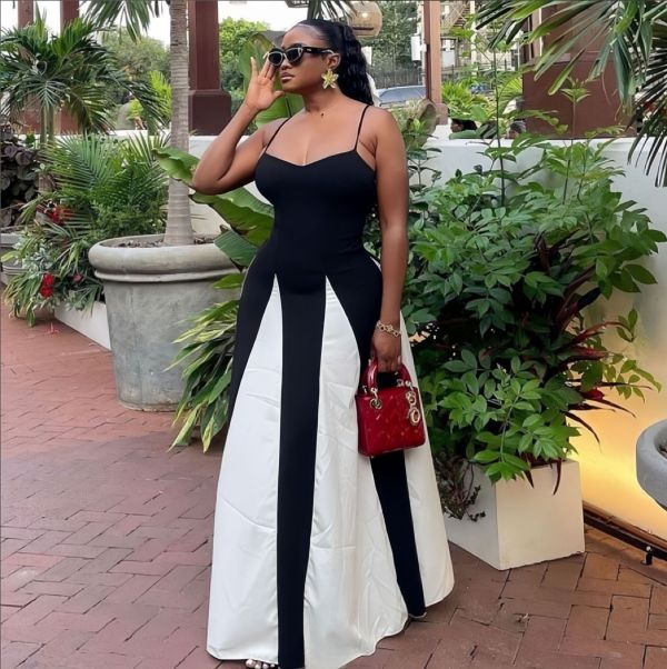 Sling Color Block Loose Maxi Dress GXIN-S-8750