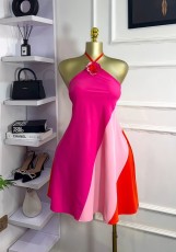 Color Block Sleeveless Backless Mini Dress GXIN-S-8846