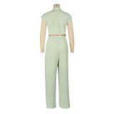Sleeveless Lapel Straight Jumpsuit AIL-323